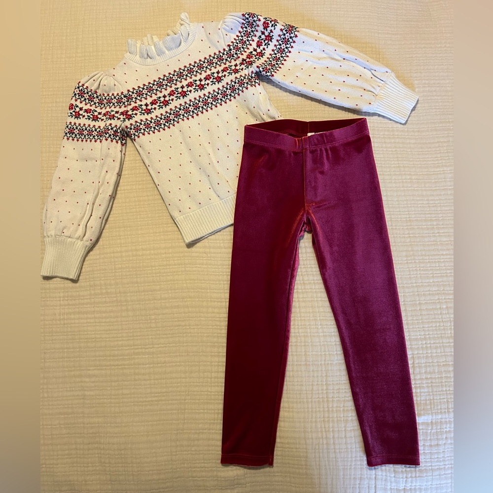 Janie and Jack Festive White and Red Sweater
